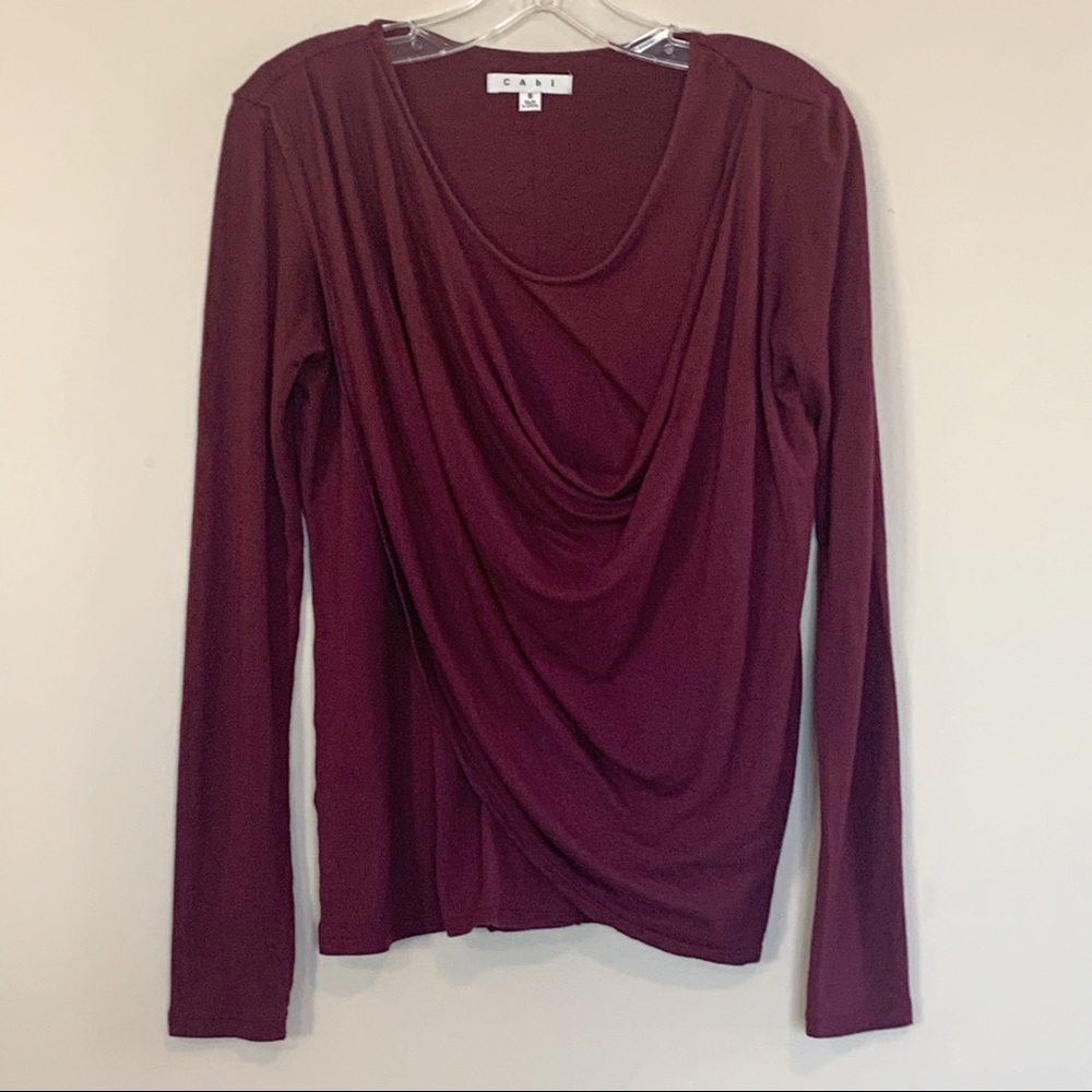 CAbi Plumberry Overlay Draped Top‎ Size Small